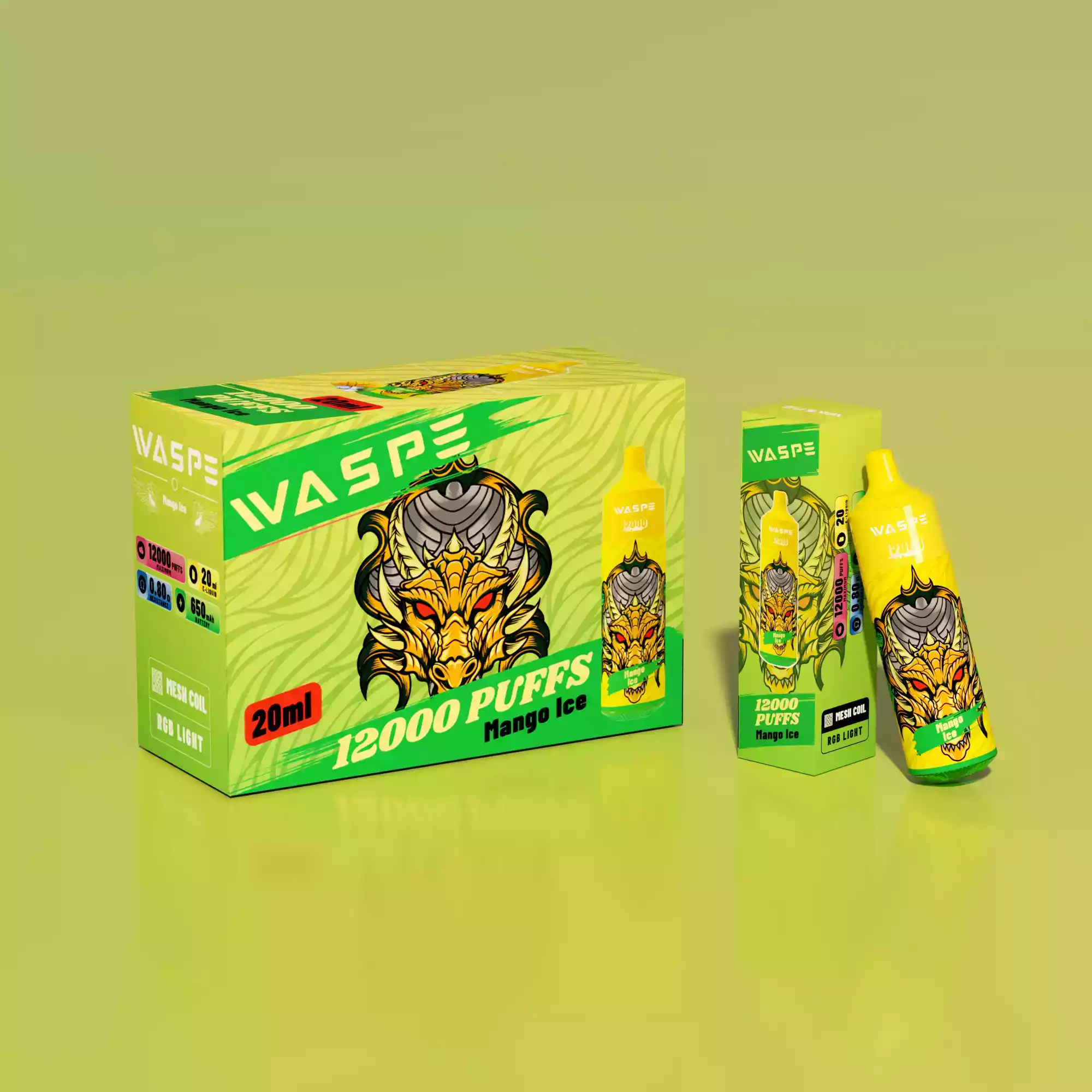 WASPE 12000 Puffs Disposable Vape with Cool Colored Lights and Mesh Coil (12) WASPE 12000 Puffs Disposable Vape with Cool Colored Lights and Mesh Coil (12)