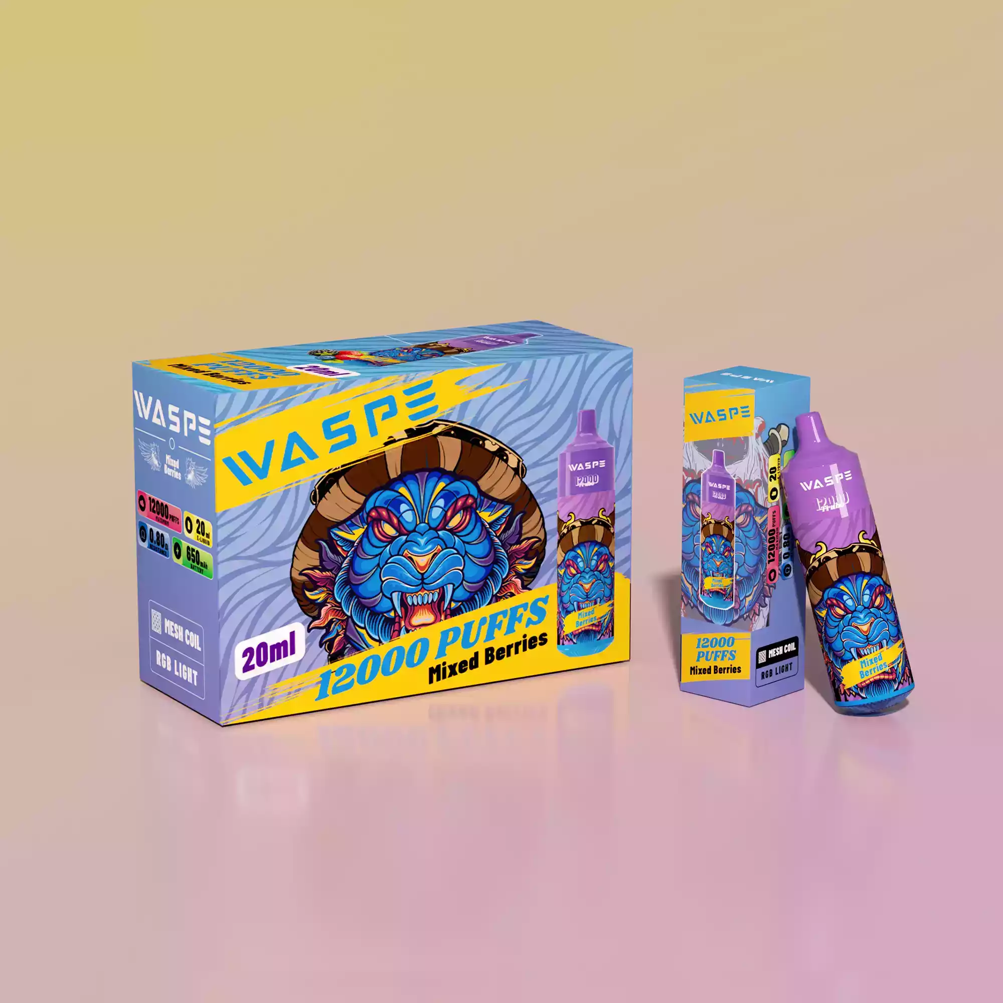 WASPE 12000 Puffs Disposable Vape with Cool Colored Lights and Mesh Coil (13) WASPE 12000 Puffs Disposable Vape with Cool Colored Lights and Mesh Coil (13)