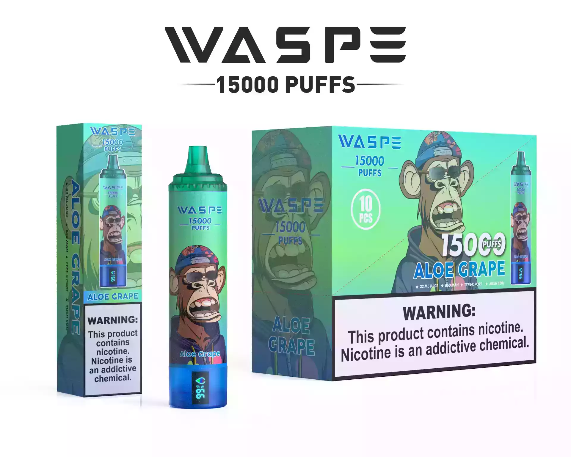 WASPE 15000 Puffs Digital Box Disposable Vape with LCD Display (4) WASPE 15000 Puffs Digital Box Disposable Vape with LCD Display (4)