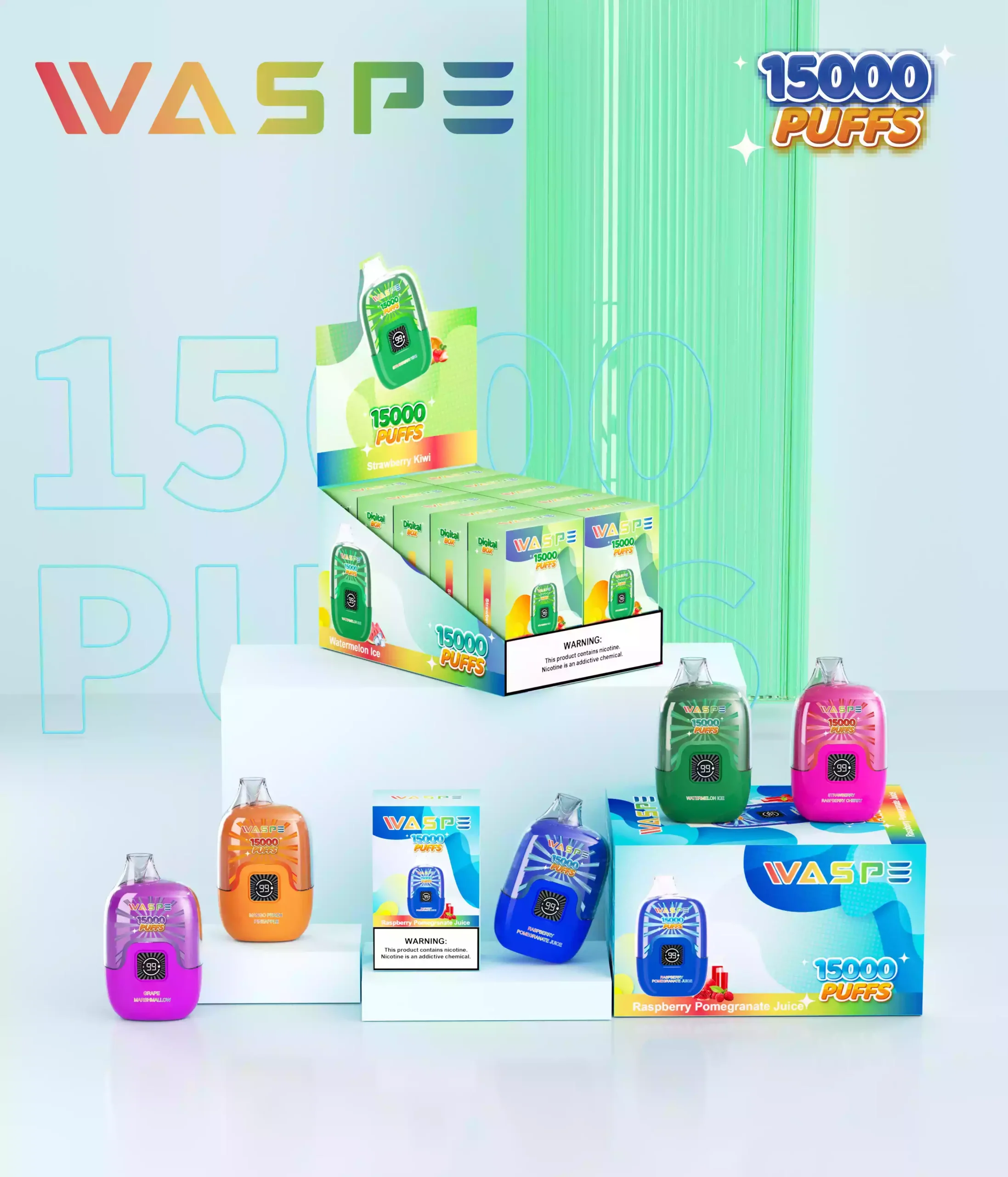 WASPE 15000 Puffs Digital Box Disposable Vape with LED Display (2) WASPE 15000 Puffs Digital Box Disposable Vape with LED Display (2)