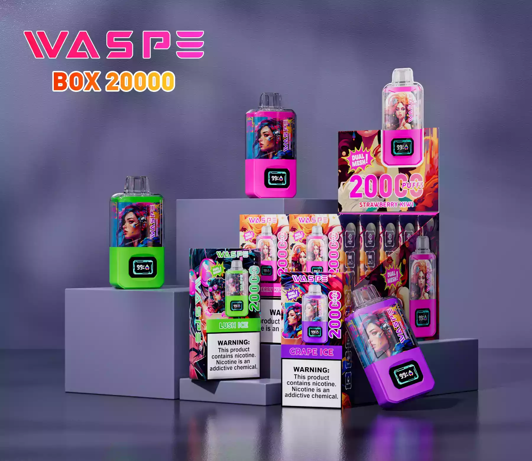 WASPE 20000 Puffs Dual Mesh Box Disposable Vape with LED Display (14) WASPE 20000 Puffs Dual Mesh Box Disposable Vape with LED Display (14)