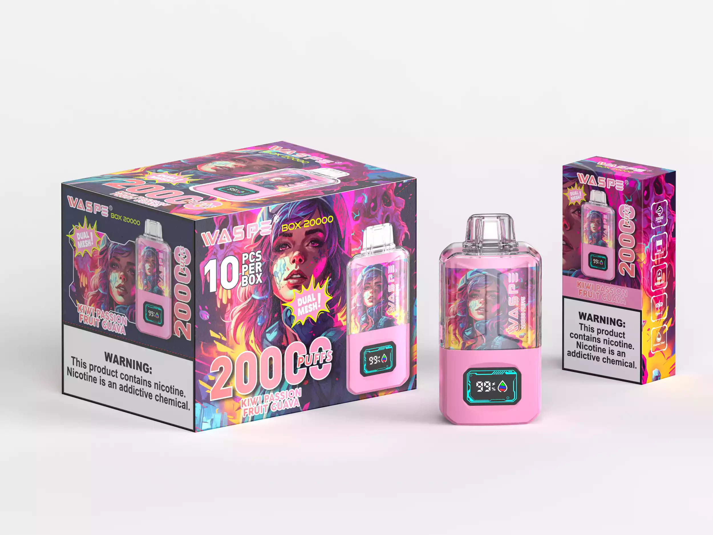 WASPE 20000 Puffs Dual Mesh Box Disposable Vape with LED Display (4) WASPE 20000 Puffs Dual Mesh Box Disposable Vape with LED Display (4)