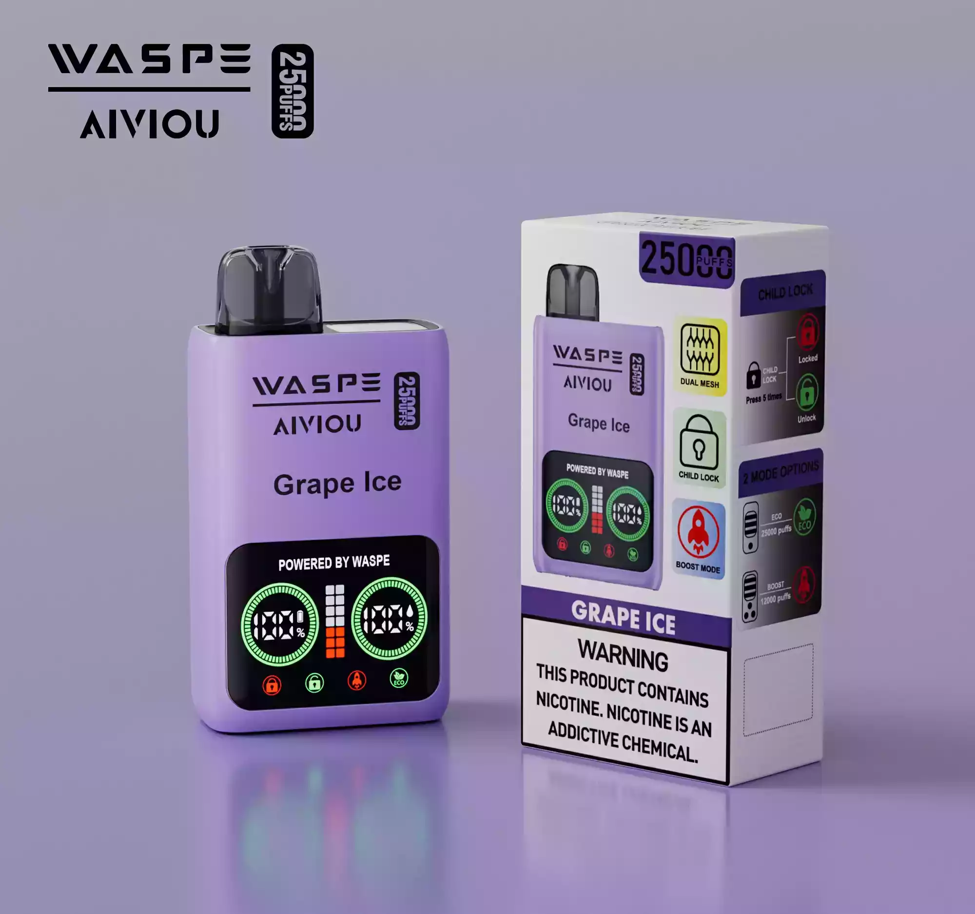 WASPE 25000 Puffs Dual Mesh Box Disposable Vape with LED Display (30) WASPE 25000 Puffs Dual Mesh Box Disposable Vape with LED Display (30)