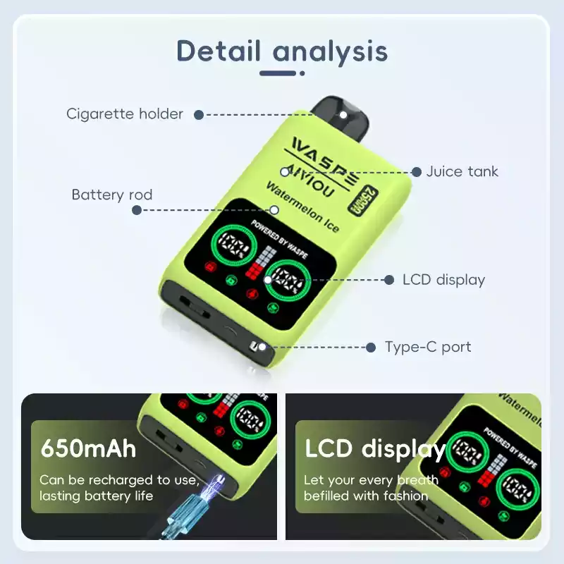 WASPE 25000 Puffs Dual Mesh Box Disposable Vape with LED Display (6) WASPE 25000 Puffs Dual Mesh Box Disposable Vape with LED Display (6)