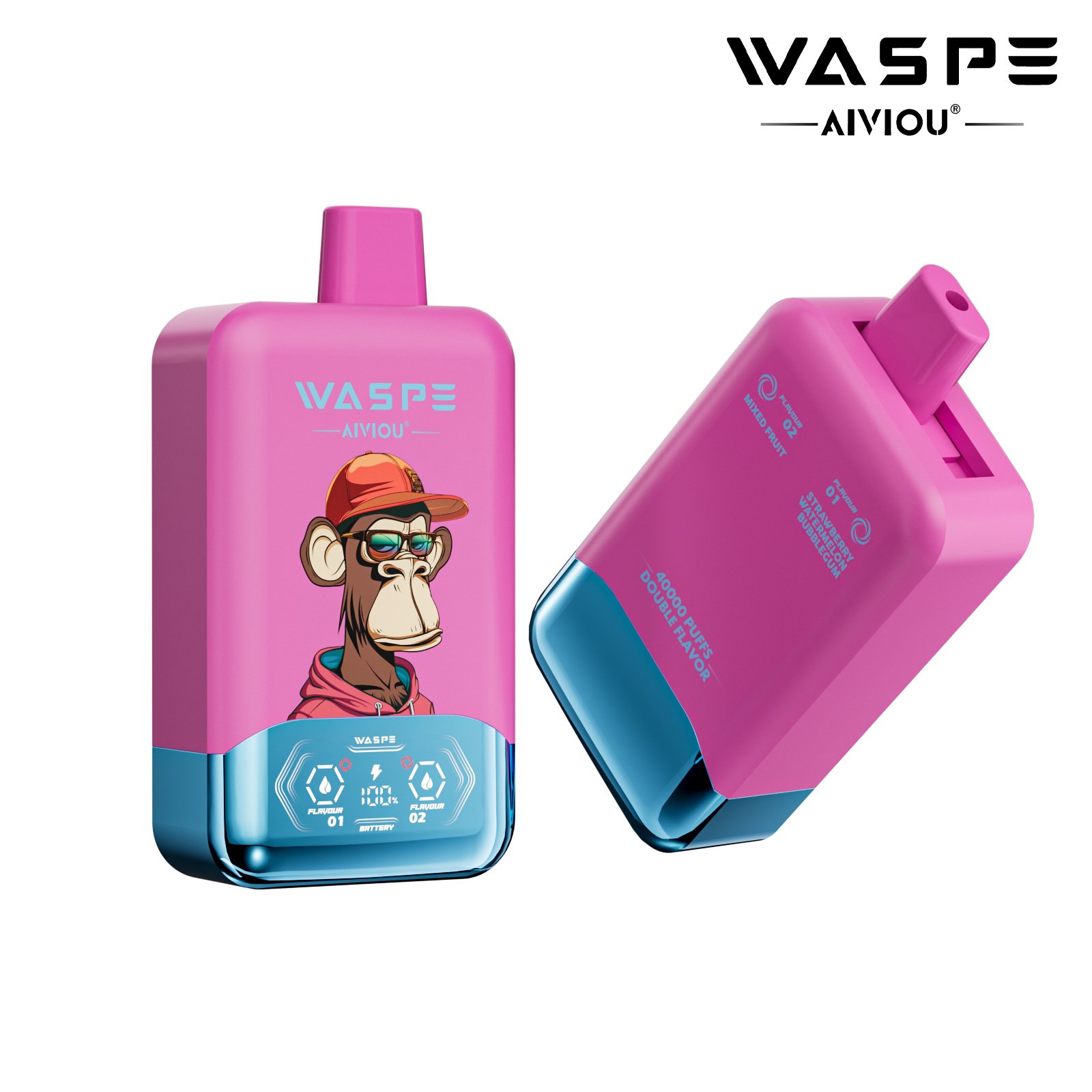 WASPE Double Flavor 40000 Puffs LCD Display, Mesh Coil Disposable Vape Pen (40) WASPE Double Flavor 40000 Puffs LCD Display, Mesh Coil Disposable Vape Pen (40)