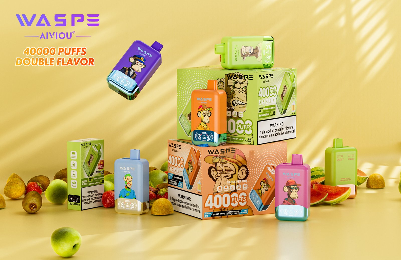 WASPE Double Flavor 40000 Puffs LCD Display, Mesh Coil Disposable Vape Pen (49) WASPE Double Flavor 40000 Puffs LCD Display, Mesh Coil Disposable Vape Pen (49)