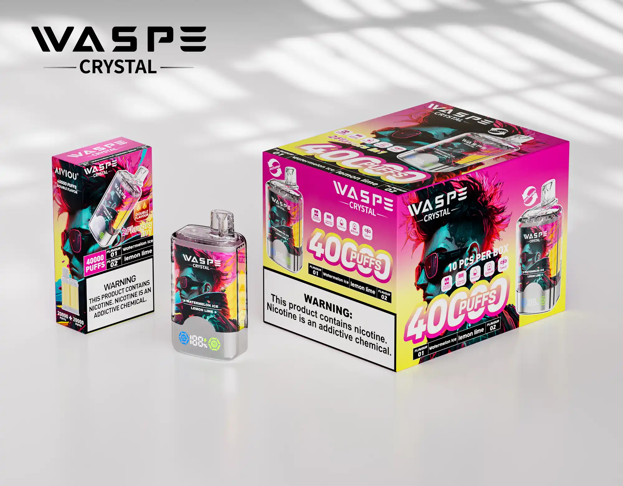 Waspe Crystal 40000 Puffs Double Flavor, LCD Display, Mesh Coil Disposable Vape Pen (13) Waspe Crystal 40000 Puffs Double Flavor, LCD Display, Mesh Coil Disposable Vape Pen (13)