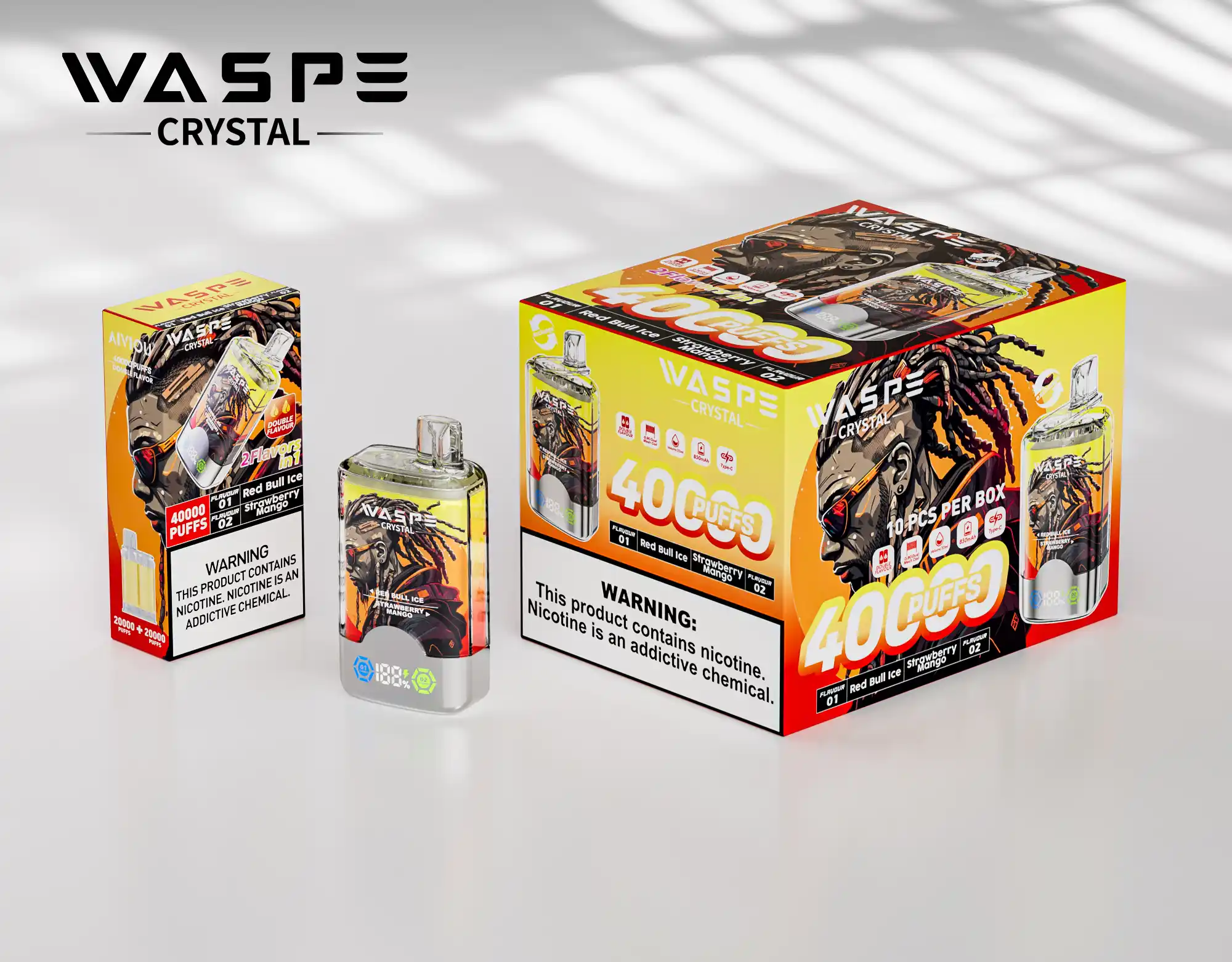 Waspe Crystal 40000 Puffs Double Flavor, LCD Display, Mesh Coil Disposable Vape Pen (14) Waspe Crystal 40000 Puffs Double Flavor, LCD Display, Mesh Coil Disposable Vape Pen (14)