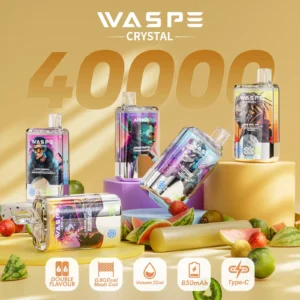 Penna da svapo usa e getta Waspe Crystal 40000 boccate a doppio gusto, display LCD, bobina a rete