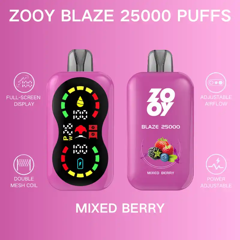 Zooy Blaze 25000 Puffs –Child Lock, LCD Display, Mesh Coil Disposable Vape Pen (25) Zooy Blaze 25000 Puffs –Child Lock, LCD Display, Mesh Coil Disposable Vape Pen (25)