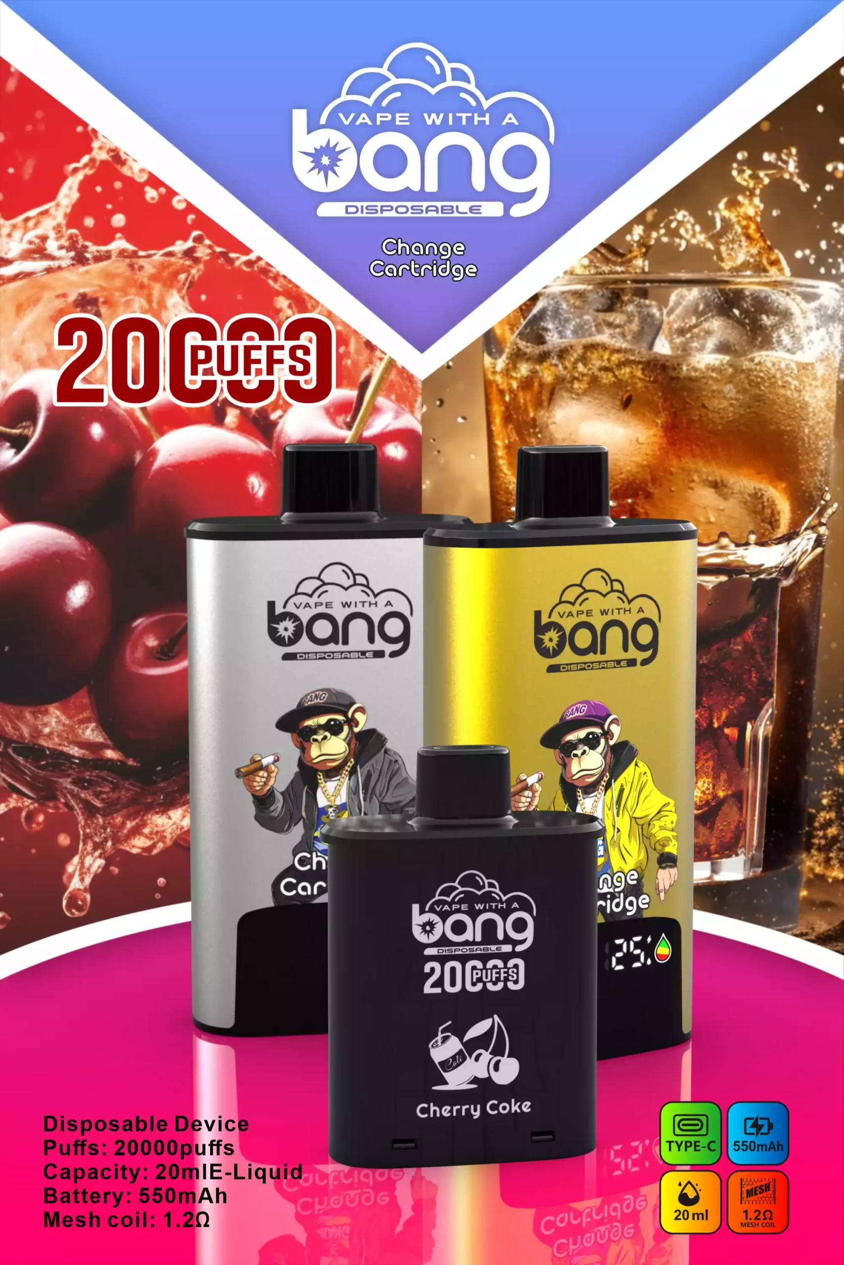 BANG20000 DSK046 B20HD 20000 Puffs Vape desechable (5) BANG20000 DSK046 B20HD 20000 Puffs Vape desechable (5)