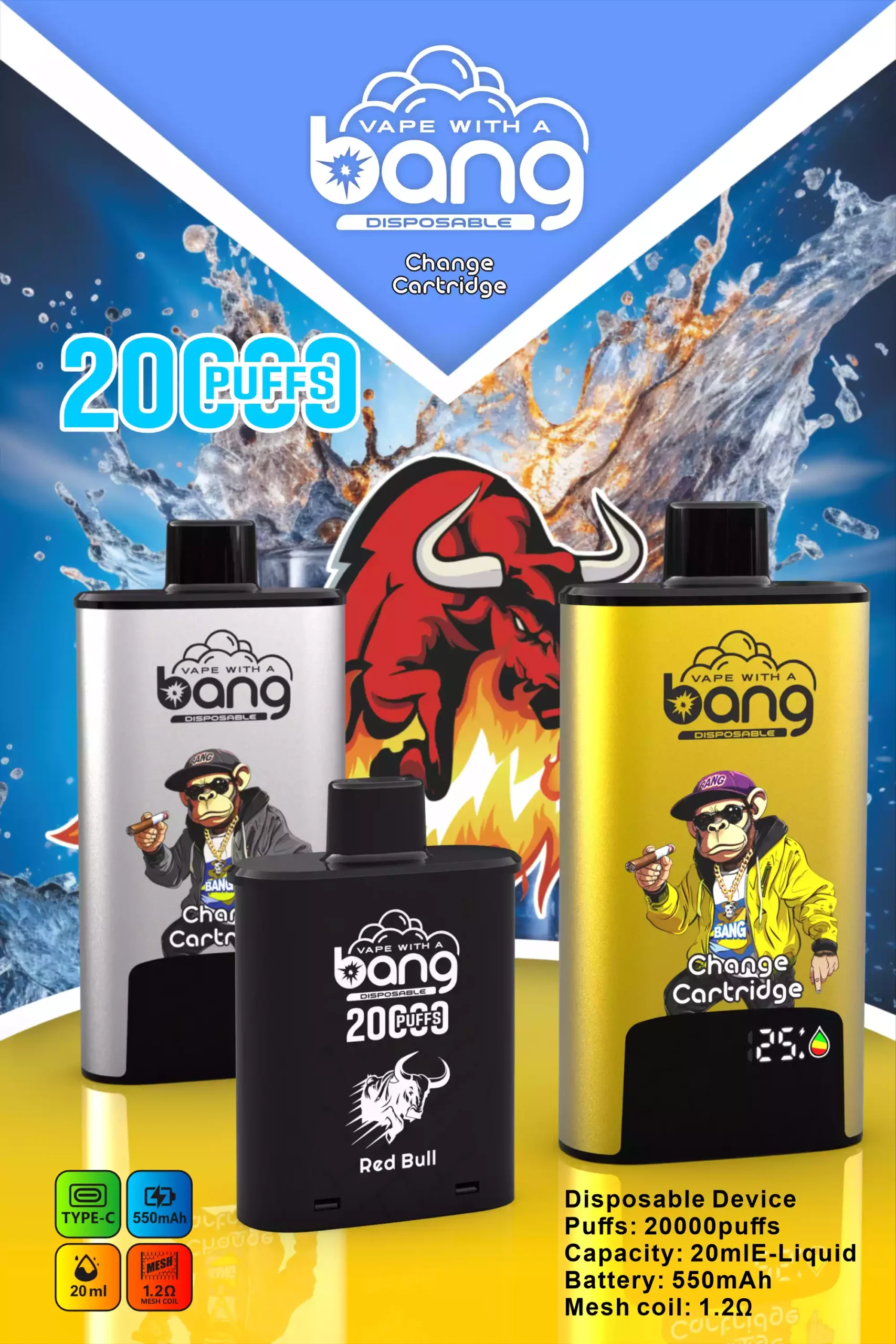 BANG20000 DSK046 B20HD 20000 Puffs Vape desechable (7) BANG20000 DSK046 B20HD 20000 Puffs Vape desechable (7)