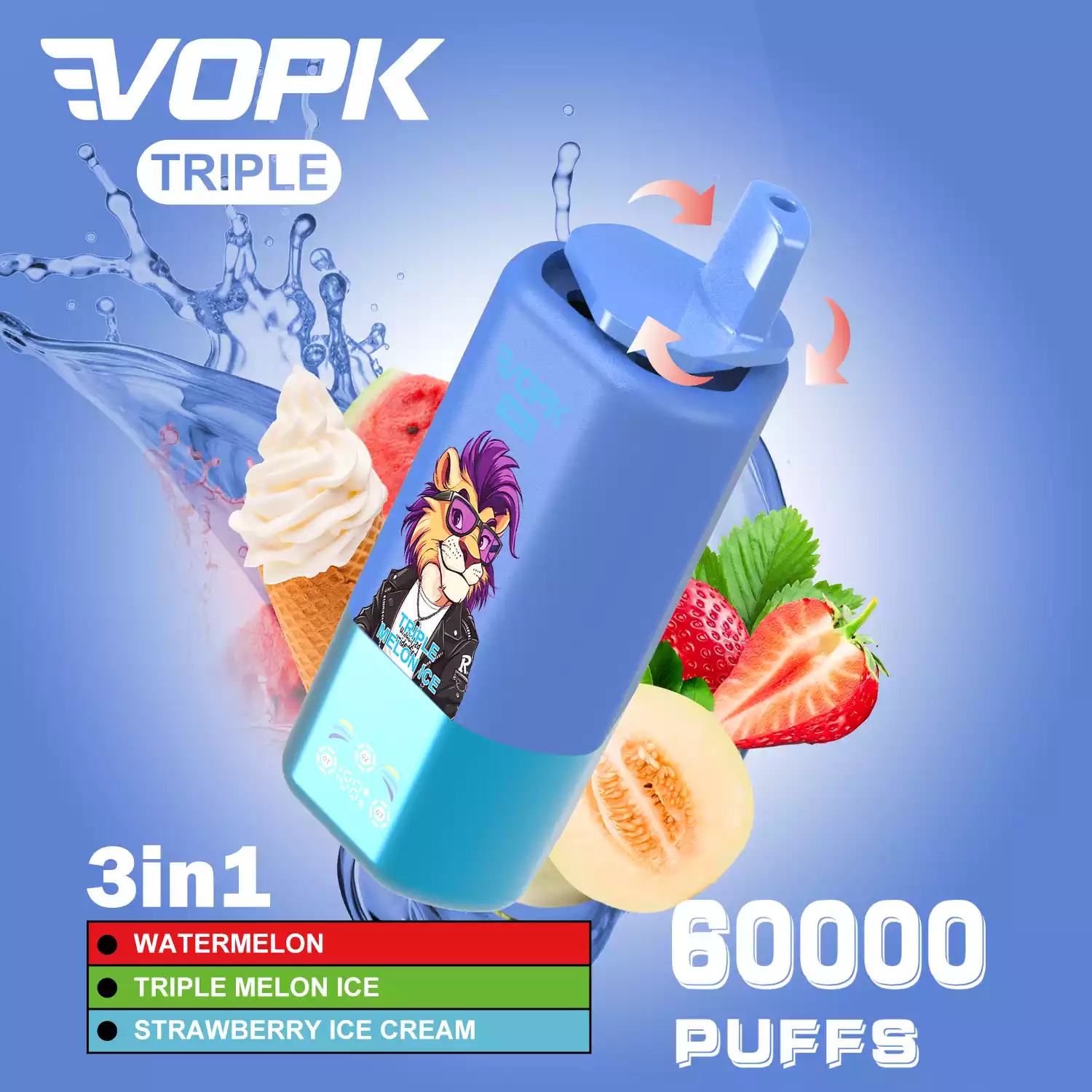 VOPK TRIPE 60000 PUFFS 3-Flavor Disposable Vape with Display (8) VOPK TRIPE 60000 PUFFS 3-Flavor Disposable Vape with Display (8)